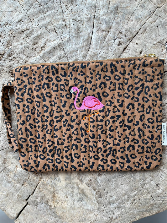 ATELIER POMME - THE FLAT POUCH - LEOPARD - FLAMINGO