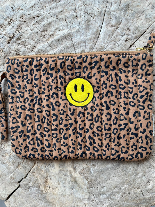 ATELIER POMME - THE FLAT POUCH - LEOPARD - SMILEY